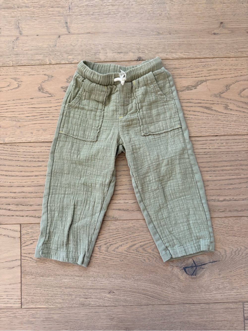 Zara Kids Olive Green Pull-On Cotton Pants